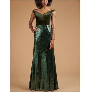 New B2 JASMINE Women's Pure Jade Hunter Fit and Flare Skirt Sequin Dress Size 12